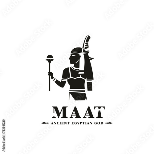 Ancient egyptian god maat silhouette, middle east god Logo