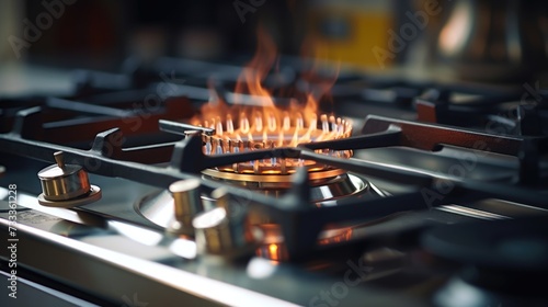 A detailed view of a burner on a stove. Perfect for showcasing kitchen appliances and cooking equipment