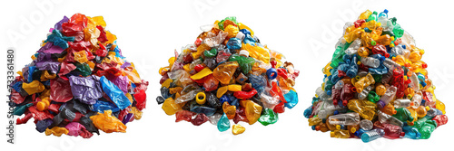 pile of plastic waste isolated on transparent background ,plastic waste png ,generative ai photo