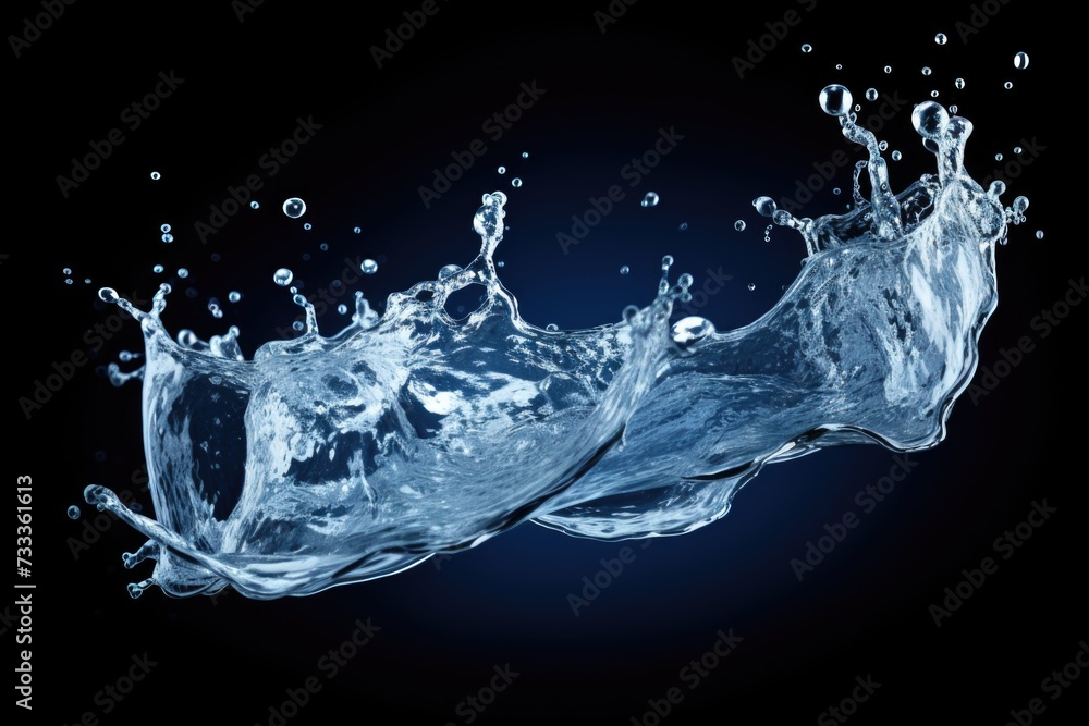 A captivating image of a splash of water on a black background. This versatile picture can be used in various design projects A captivating image of a splash of water on a black background. This versatile picture can be used in various design projects