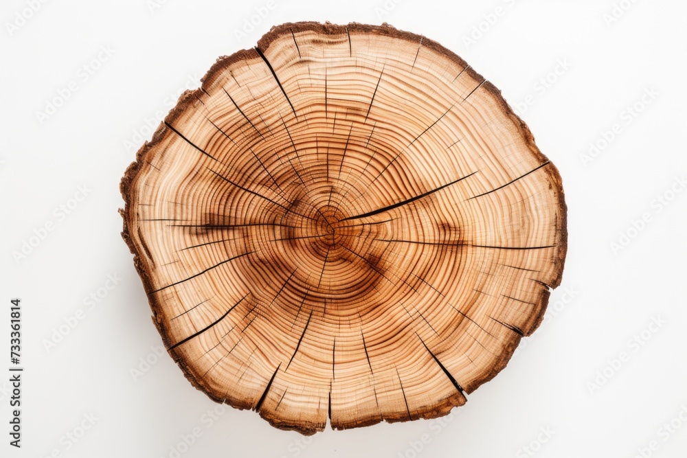 Fototapeta premium A picture of a piece of wood that has been cut in half. This image can be used to depict woodworking, construction, or DIY projects