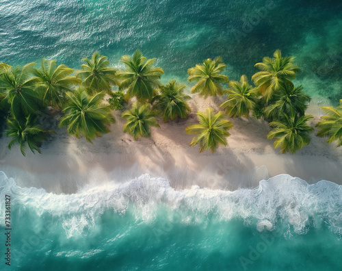 a photo of tropical island with coconut trees © kucindacat