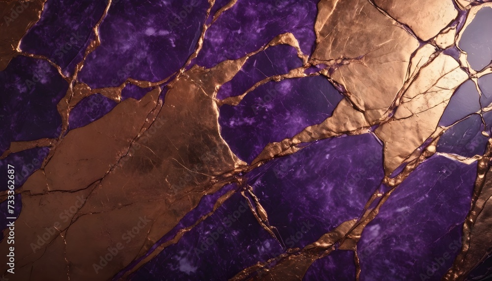 Fototapeta premium Purple marble texture with solid copper veins pattern