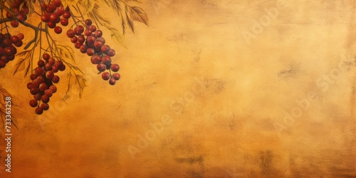 A painting depicting a bunch of grapes on a wall. Can be used as a decorative piece or in a kitchen setting © Fotograf