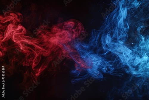 Close-up view of swirling red and blue smoke. Perfect for adding a vibrant and dynamic touch to any design project