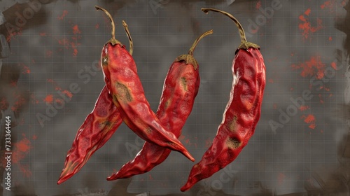 Two red chili peppers resting on a piece of paper. Perfect for food blogs, recipes, or spice-related content