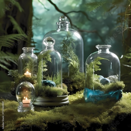 Enchanted Forest Terrariums with Glowing Lights and Misty Atmosphere