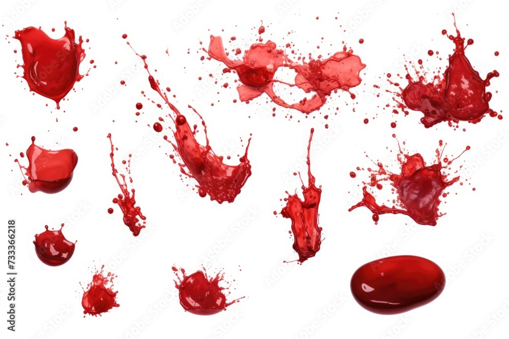 A vivid image of blood splattered on a clean white surface. Perfect for crime scene investigations or horror-themed projects A vivid image of blood splattered on a clean white surface. Perfect for crime scene investigations or horror-themed projects