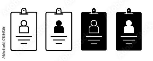 Personal Badge Line Icon. ID document icon in black and white color.