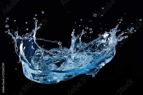 Water splashing on a black surface. Can be used for design projects or as a background element