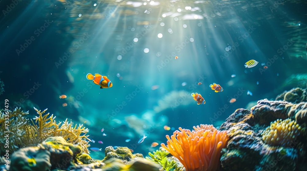 Sea coral reef with close up fish wallpaper background Sea coral reef with close up fish wallpaper background