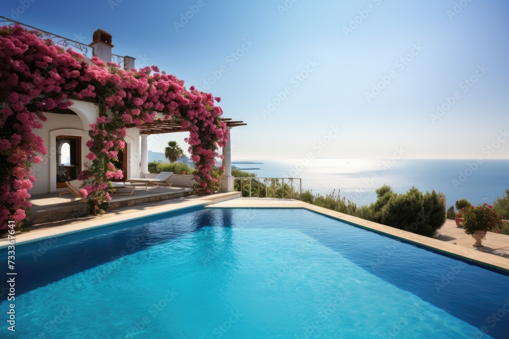 Fototapeta premium Cozy luxury villa in italy with pool and best view on sea