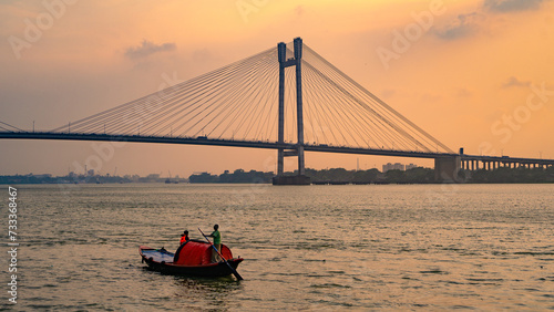 Vidyasagar Setu bridge over Hooghly River in Kolkata, West Bengal, India