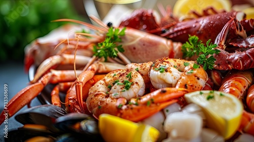Shrimp seafood dish cooked close up wallpaper background
