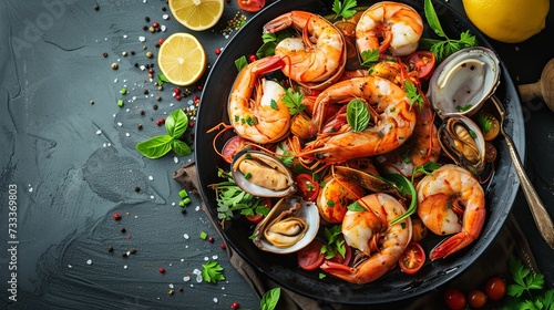 Shrimp seafood dish cooked close up wallpaper background