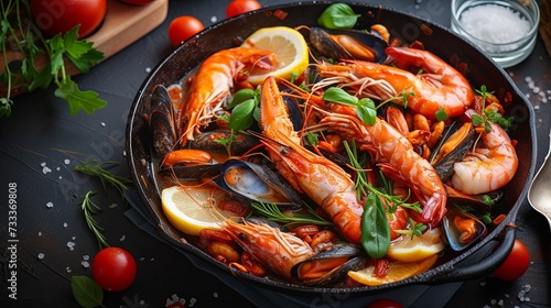 Shrimp seafood dish cooked close up wallpaper background