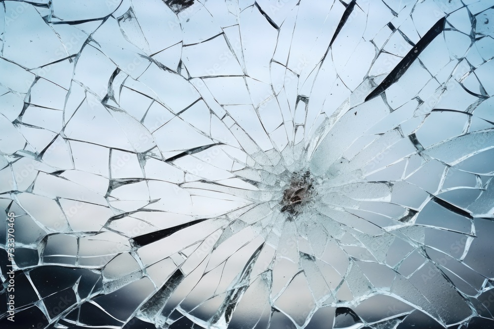 Obraz premium Glass cracks and abstract broken window damage.