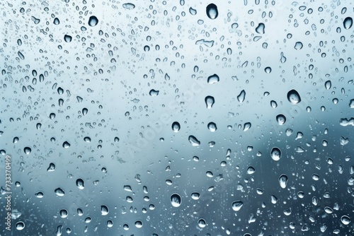 Water condensation on wet window glass.
