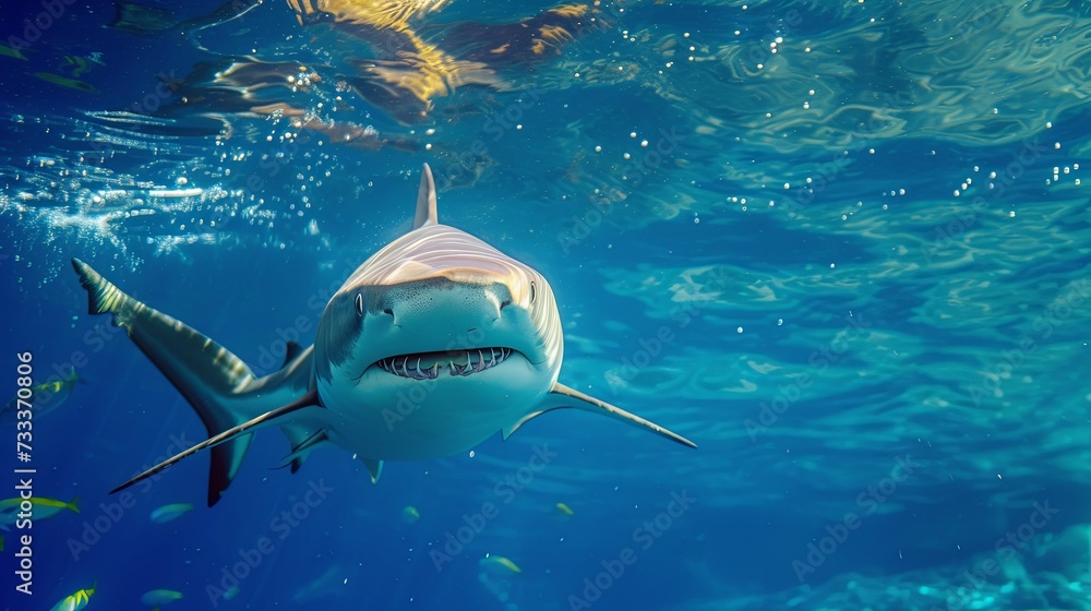 Fototapeta premium Shark animal on sea bottom wallpaper background