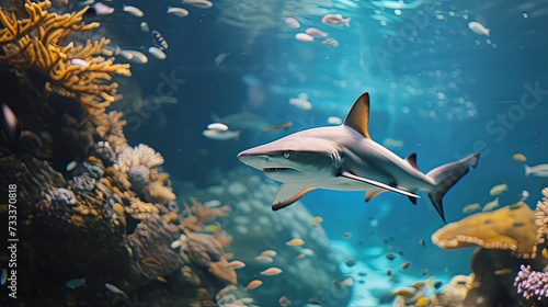 Shark animal on sea bottom wallpaper background © Irina