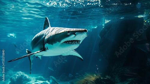 Shark animal on sea bottom wallpaper background