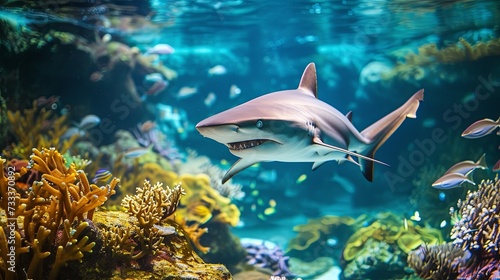 Shark animal on sea bottom wallpaper background