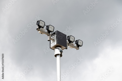 High-Intensity Security Lights Against Overcast Sky