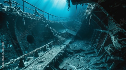 Drowning old ship interior diving wallpaper background photo