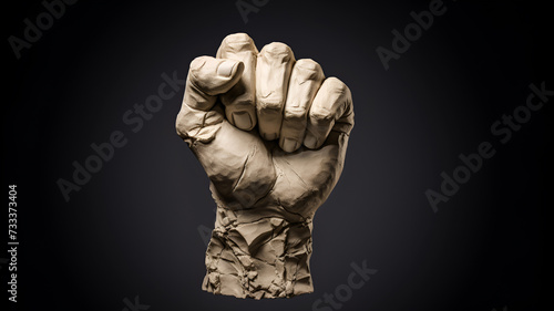 "Sculpting Resilience: High-Resolution Digital Artwork of a Powerful Clay Fist, Capturing Strength and Artistry"