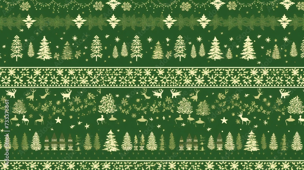 Seamless festive pattern with traditional Christmas motifs in a green and white color scheme. Perfect for holiday wrapping paper, cards, and more.
Seamless festive pattern with traditional Christmas motifs in a green and white color scheme. Perfect for holiday wrapping paper, cards, and more.