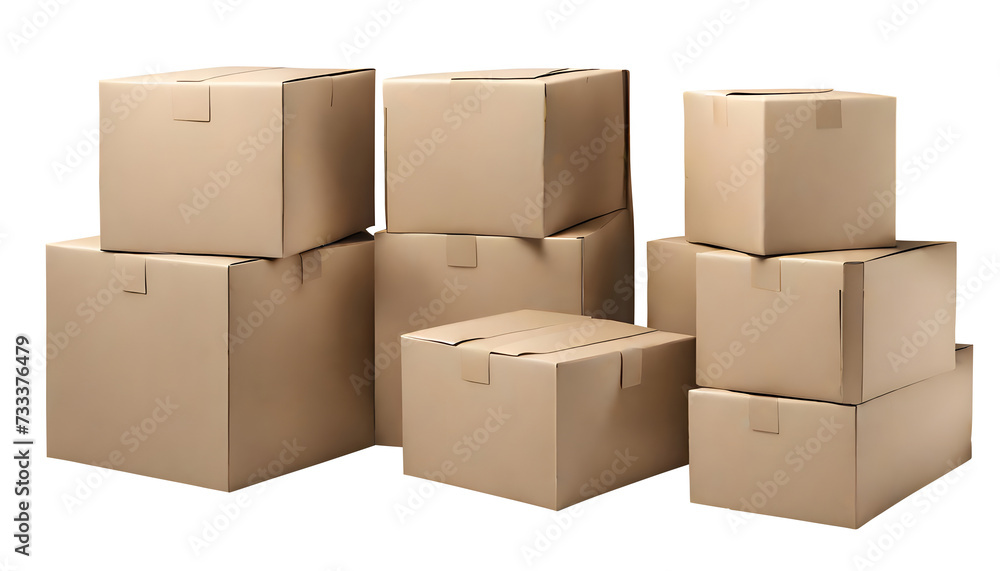 Packaging boxes png, cardboard boxes png, parcel package png, shipment cargo png, blank boxes mockup template png, close carton png, boxes parcels, cardboard, packaging Retail, logistics Generative AI