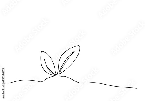 Sprout, one line drawing vector illustration.