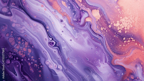 Whispering Lilac on Abstract Art Copper Paint Background with Liquid Fluid Grunge Texture