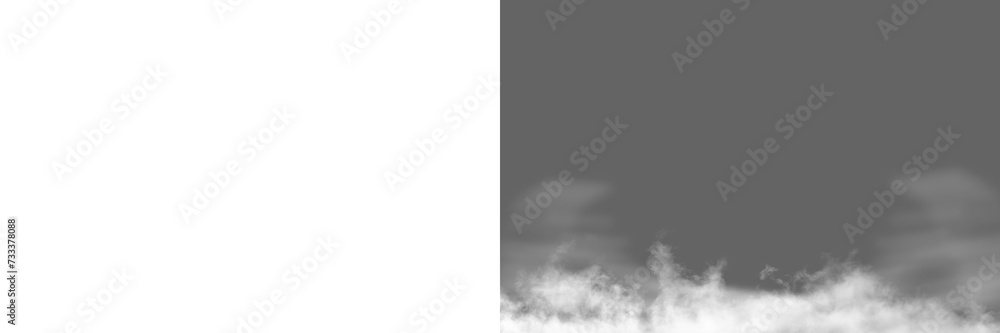 Fototapeta premium White color fog png. Fog isolated on transparent background. Fog cloud smoke effect. Realistic fog cloud smoke mist texture. 