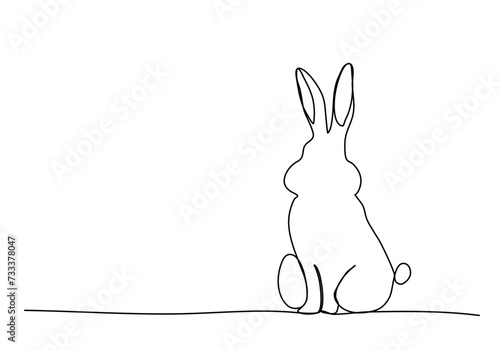 Rabbit, one line drawing vector illustration.