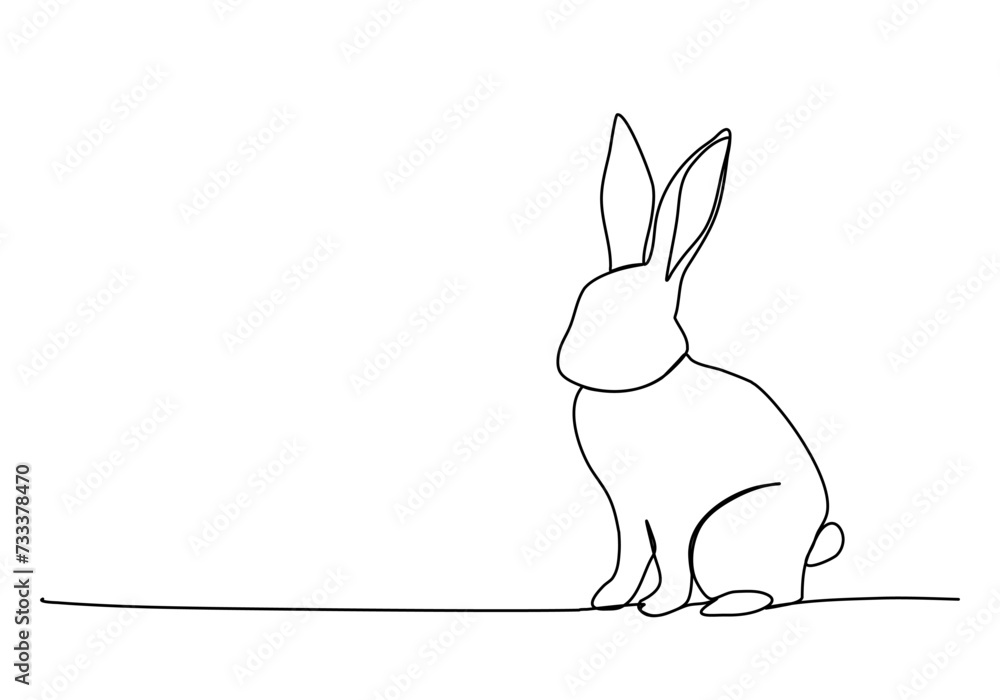Rabbit, one line drawing vector illustration. Rabbit, one line drawing vector illustration.