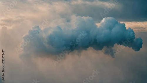 Smoke clouds Glowing blue motion dark background photo