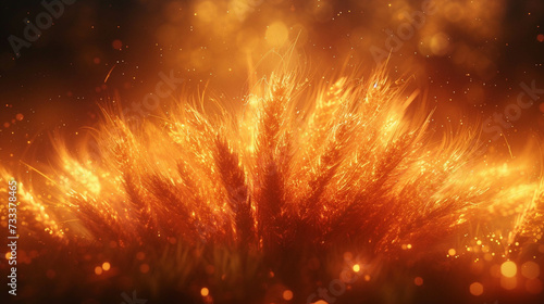 a wheat plant fully enveloped in flames  hinting at environmental or agricultural distress