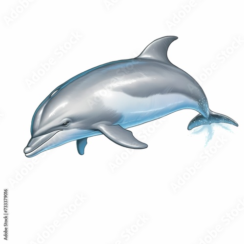 Majestic Dolphin Leaping Gracefully on White Background