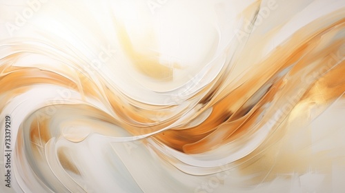 A golden elixir swirls through a sea of pristine white, creating an opulent abstract masterpiece in stunning high definition. photo
