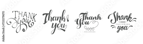 Thank You Lettering and Typography Inscription Vector Set