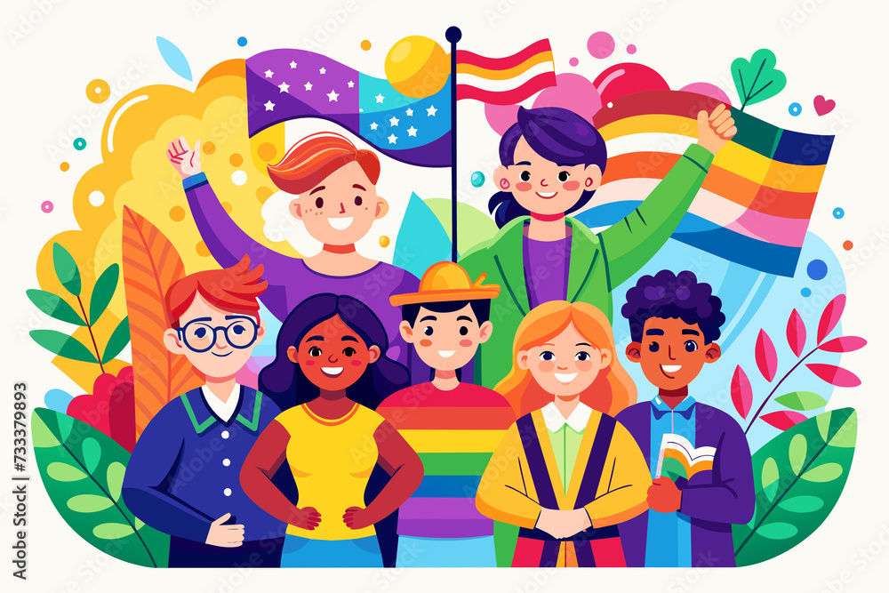 Vibrant pop art illustration, banner, texture, or background celebrating Pride Day and the diverse LGBTQ+ community, to symbolize unity, creativity, and inclusion, Generative AI Vibrant pop art illustration, banner, texture, or background celebrating Pride Day and the diverse LGBTQ+ community, to symbolize unity, creativity, and inclusion, Generative AI