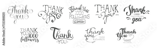 Thank You Lettering and Typography Inscription Vector Set