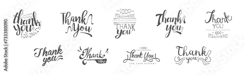 Thank You Lettering and Typography Inscription Vector Set