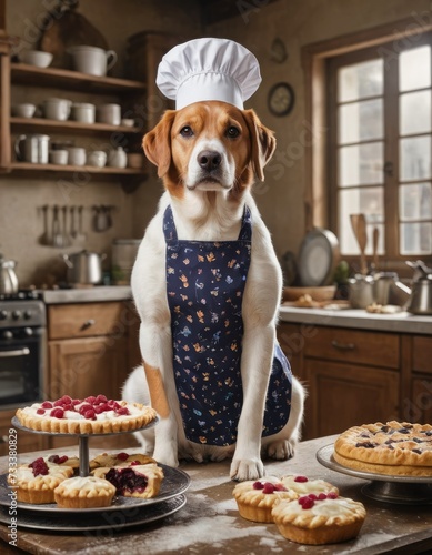 Sweet Whisker Symphony: Funny Chef Dog Creates Delights in Style © bellart