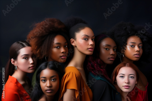 Group of diverse women. Multiethnic group. 