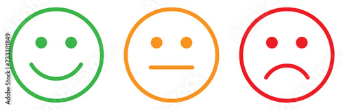 Emoticons color icons. Happy and sad emoji. Vector illustration