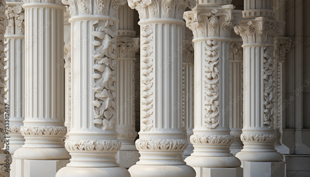 Realistic building marble pillars background