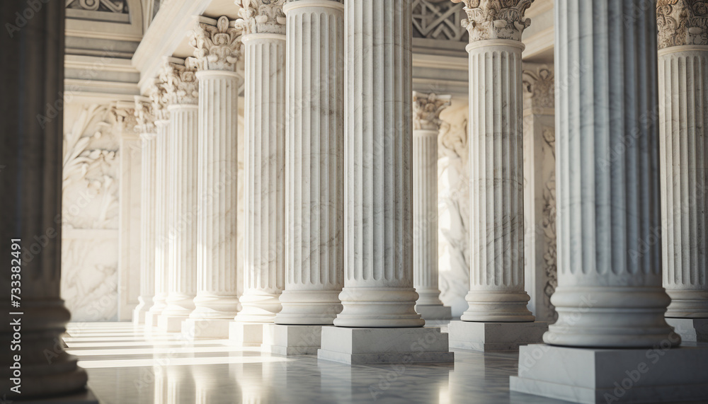 Realistic building marble pillars background