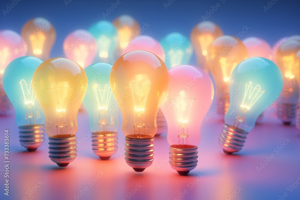 Great idea concept. Glowing light bulb creative idea and difference concept. Great idea concept. Glowing light bulb creative idea and difference concept.